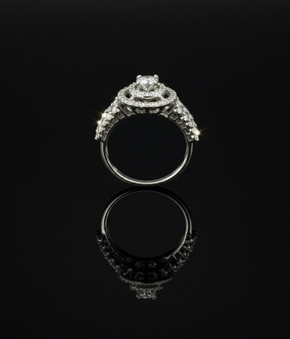 1ct Moissanite Round Halo Wedding/Promise Ring