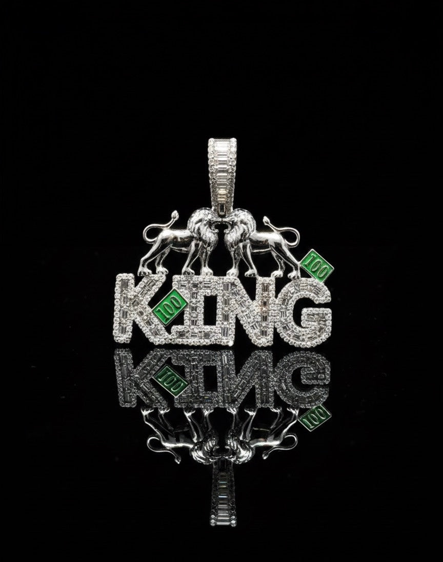 Baguette Lions And King Moissanite Pendant