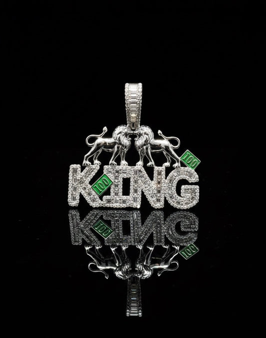 Baguette Lions And King Moissanite Pendant