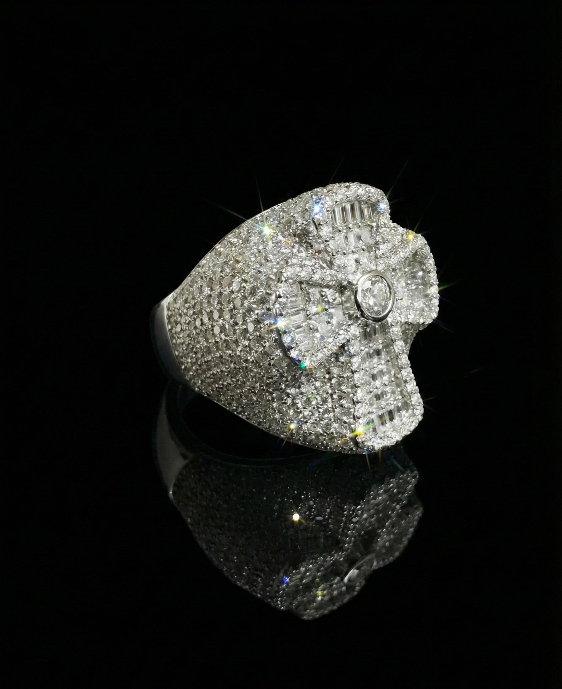 Iced Out Baguette Cross Moissanite Ring