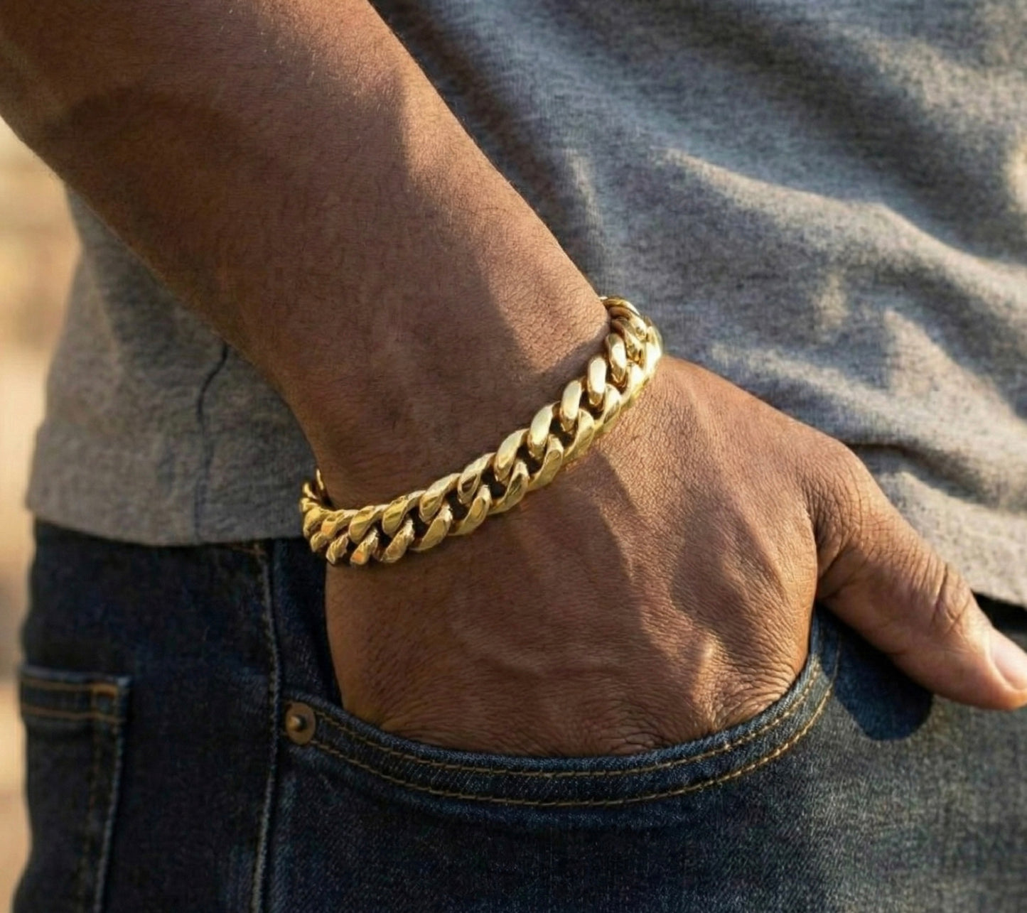 12MM Miami Cuban Bracelet In 18K Yellow Gold