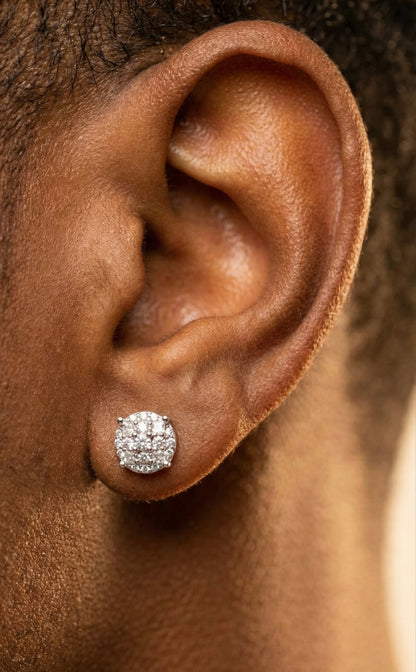 Stacked Round And Princess Cut Moissanite Earrings