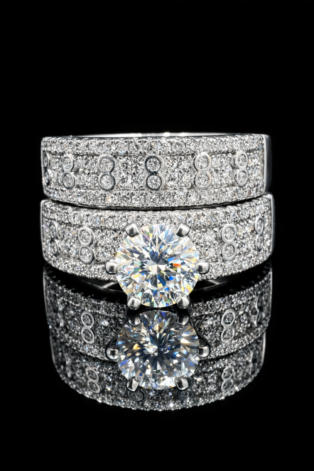 1Ct Moissanite Wedding/Promise Ring Set