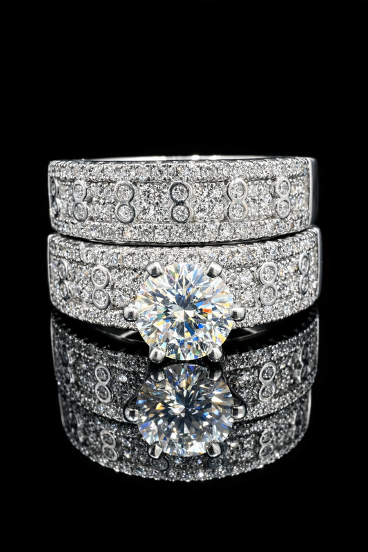 1Ct Moissanite Wedding/Promise Ring Set