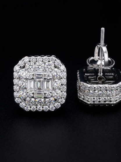 Moissanite Cube Square Baguette Earrings