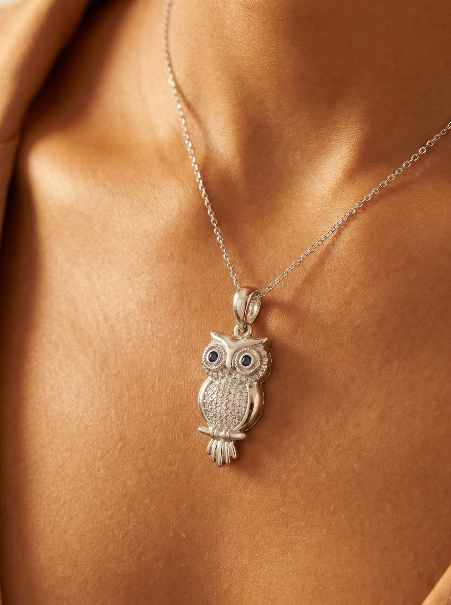 Moissanite Owl Pendant