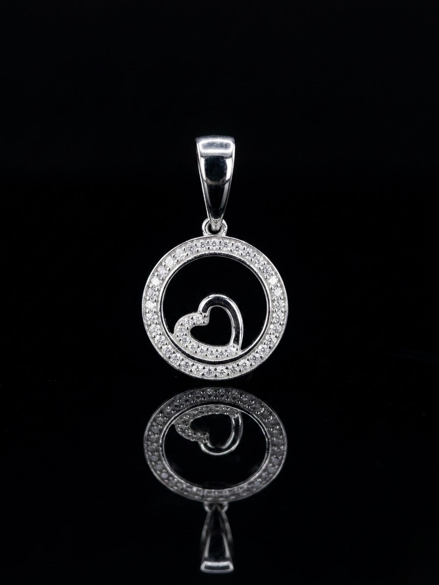 Circle Heart Moissanite Pendant