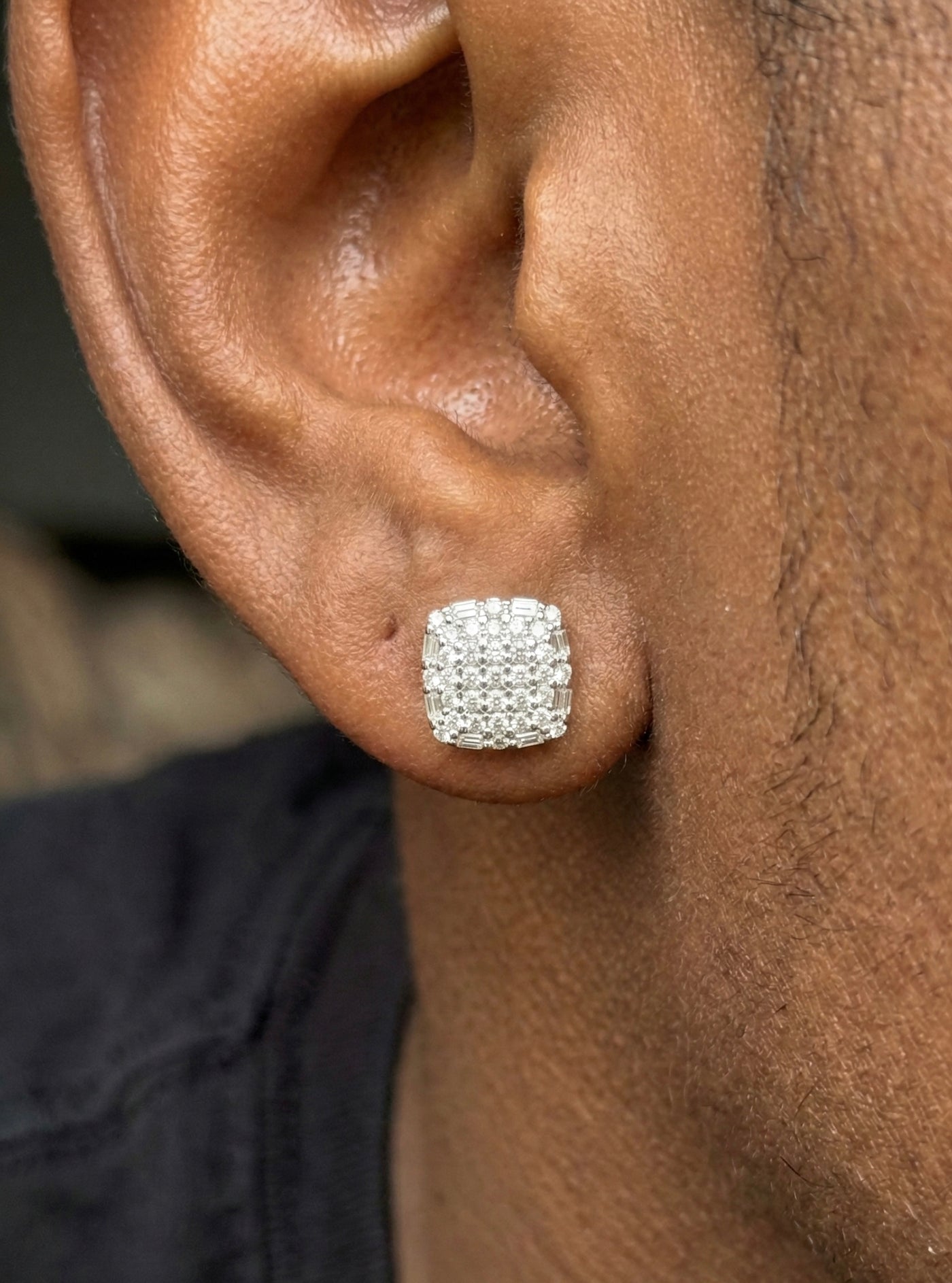 Iced Cushion-Cut Moissanite Earrings