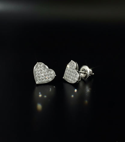 Pave Heart Moissanite Earrings