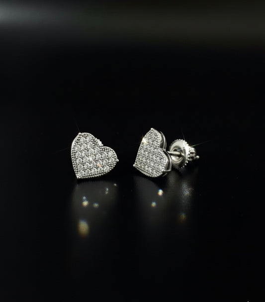 Pave Heart Moissanite Earrings