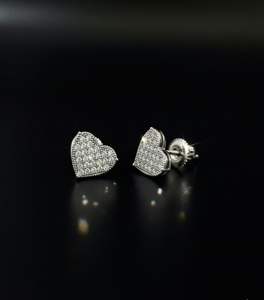 Pave Heart Moissanite Earrings