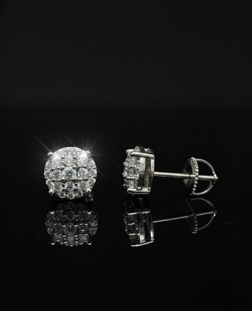 Stacked Round And Princess Cut Moissanite Earrings