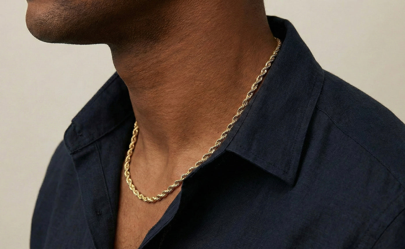 4mm Rope Chain/Necklace in 18K Yellow Gold