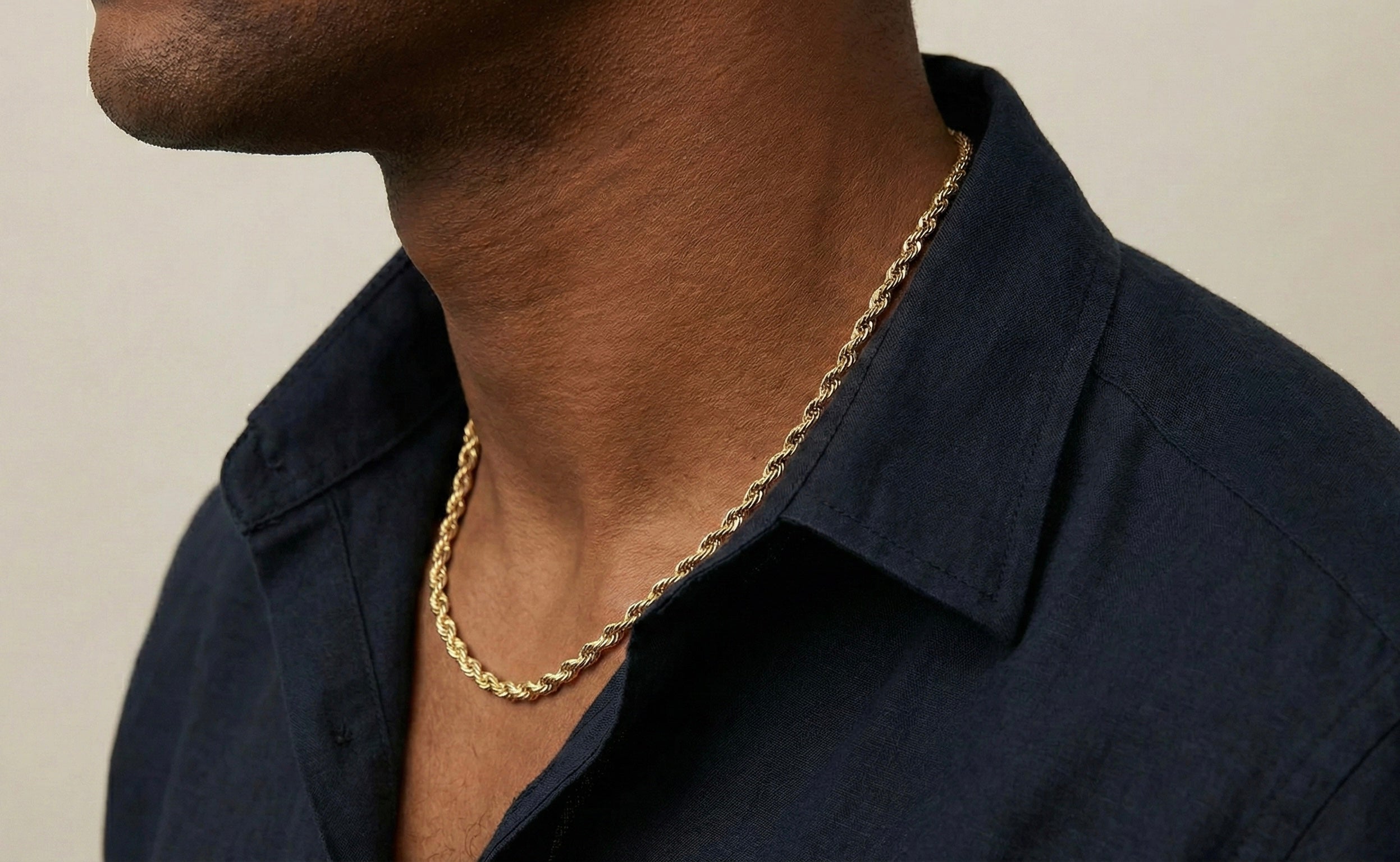 4mm Rope Chain/Necklace in 18K Yellow Gold