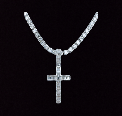 Moissanite Baguette Cross Pendant