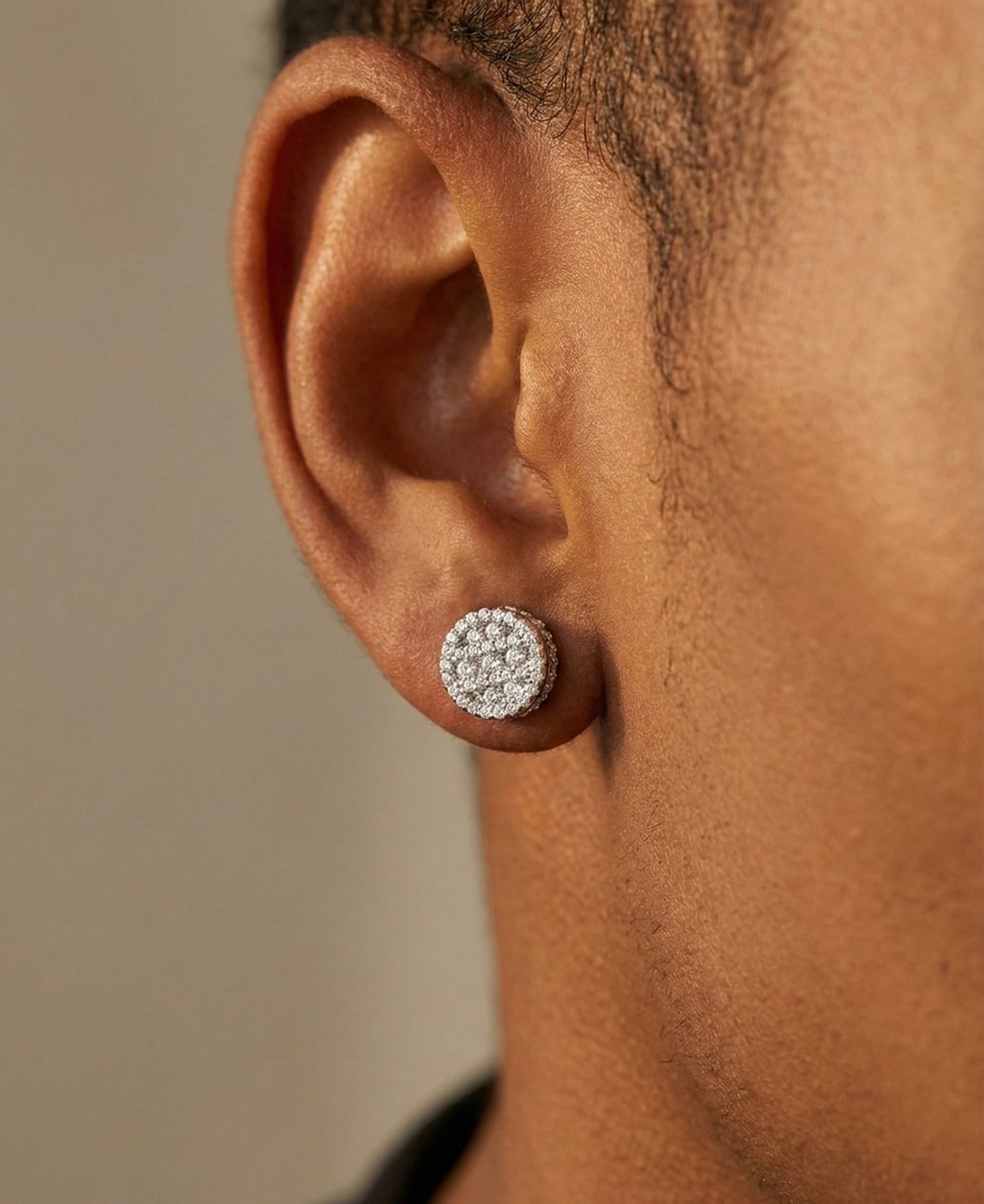 Iced Out Round Moissanite Earrings