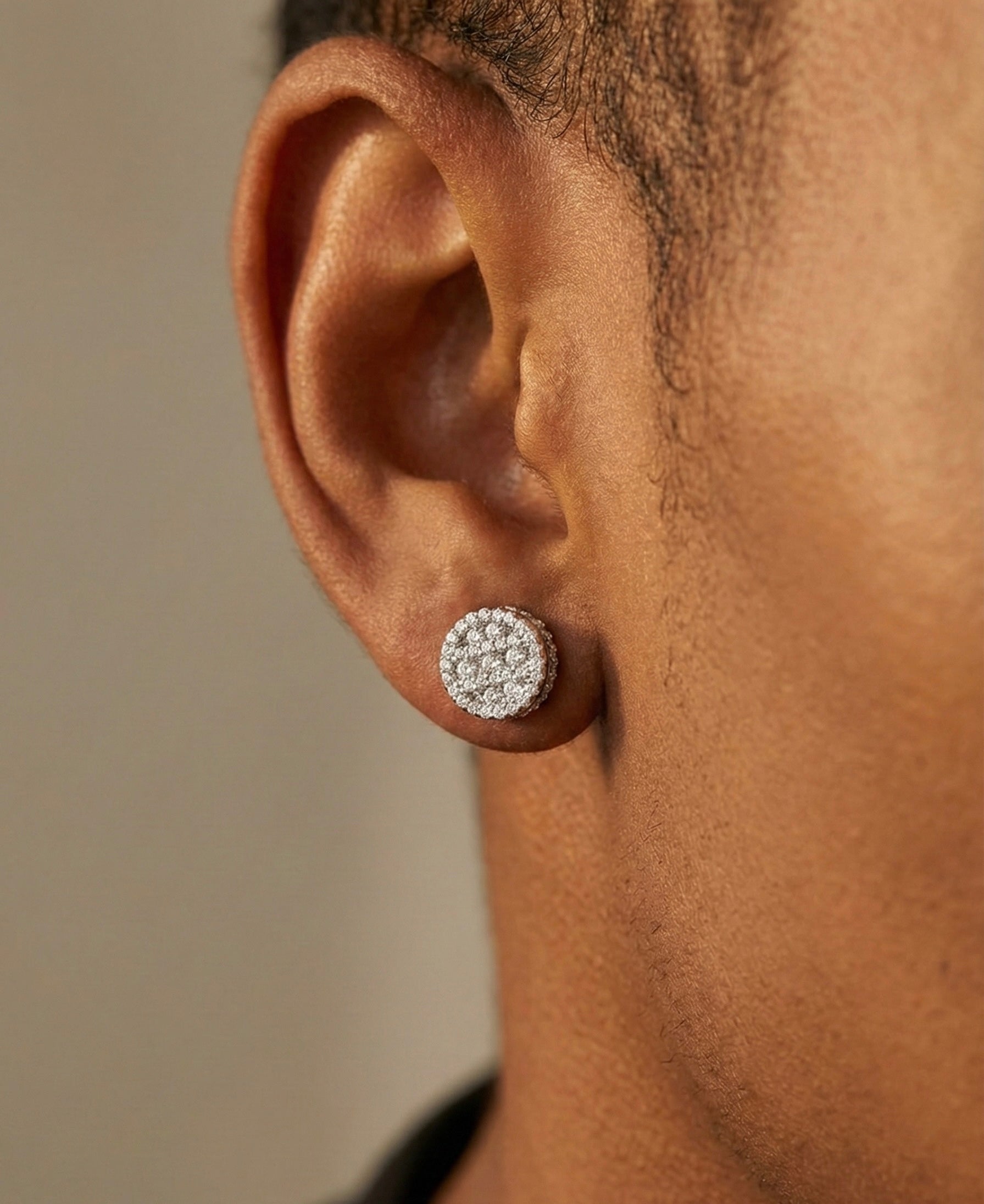 Iced Out Round Moissanite Earrings