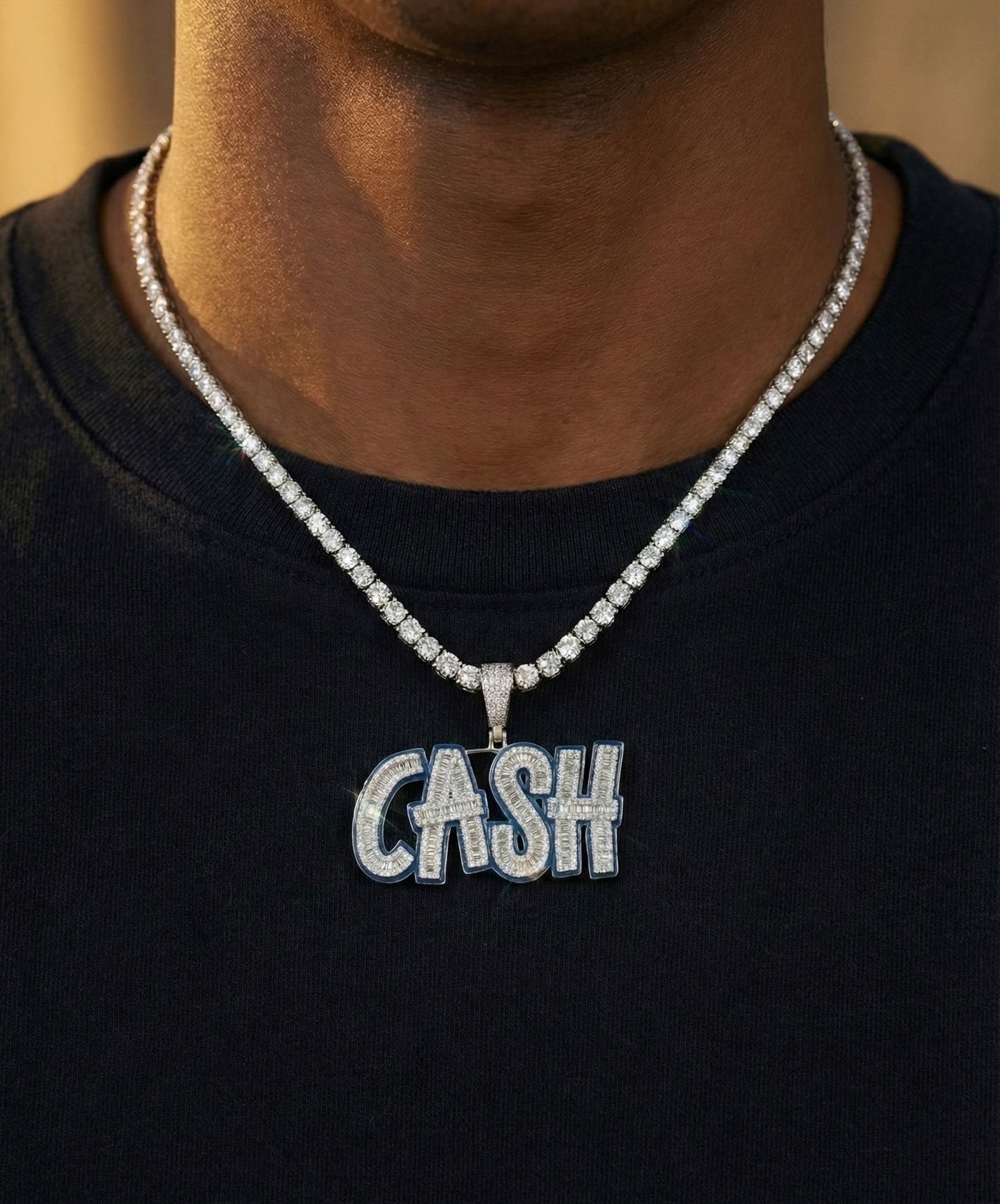 Blue Glow In Dark Moissanite CASH  Pendant