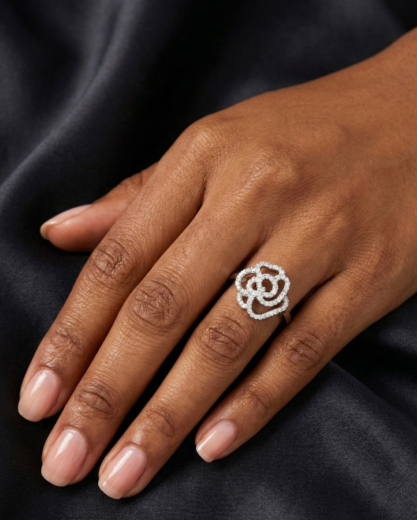 Rose Swirl Moissanite Ring