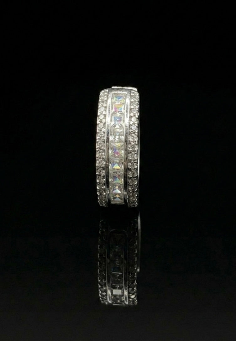 Princess Cut Moissanite Huggies Hoop Earrings
