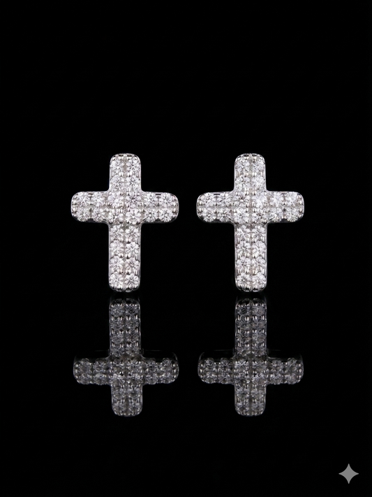 Moissanite Mini Cross Stud Earrings
