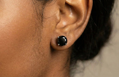 6MM (1.5Ct) Brilliant Cut Black Moissanite Stud Earrings