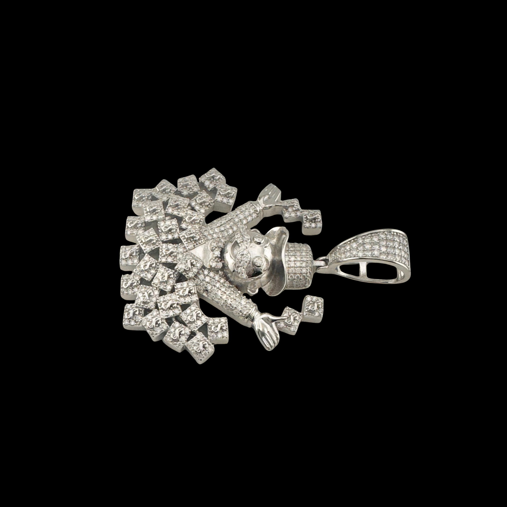 Moissanite in 18K White Gold Over Sterling Silver Money Man Pendant