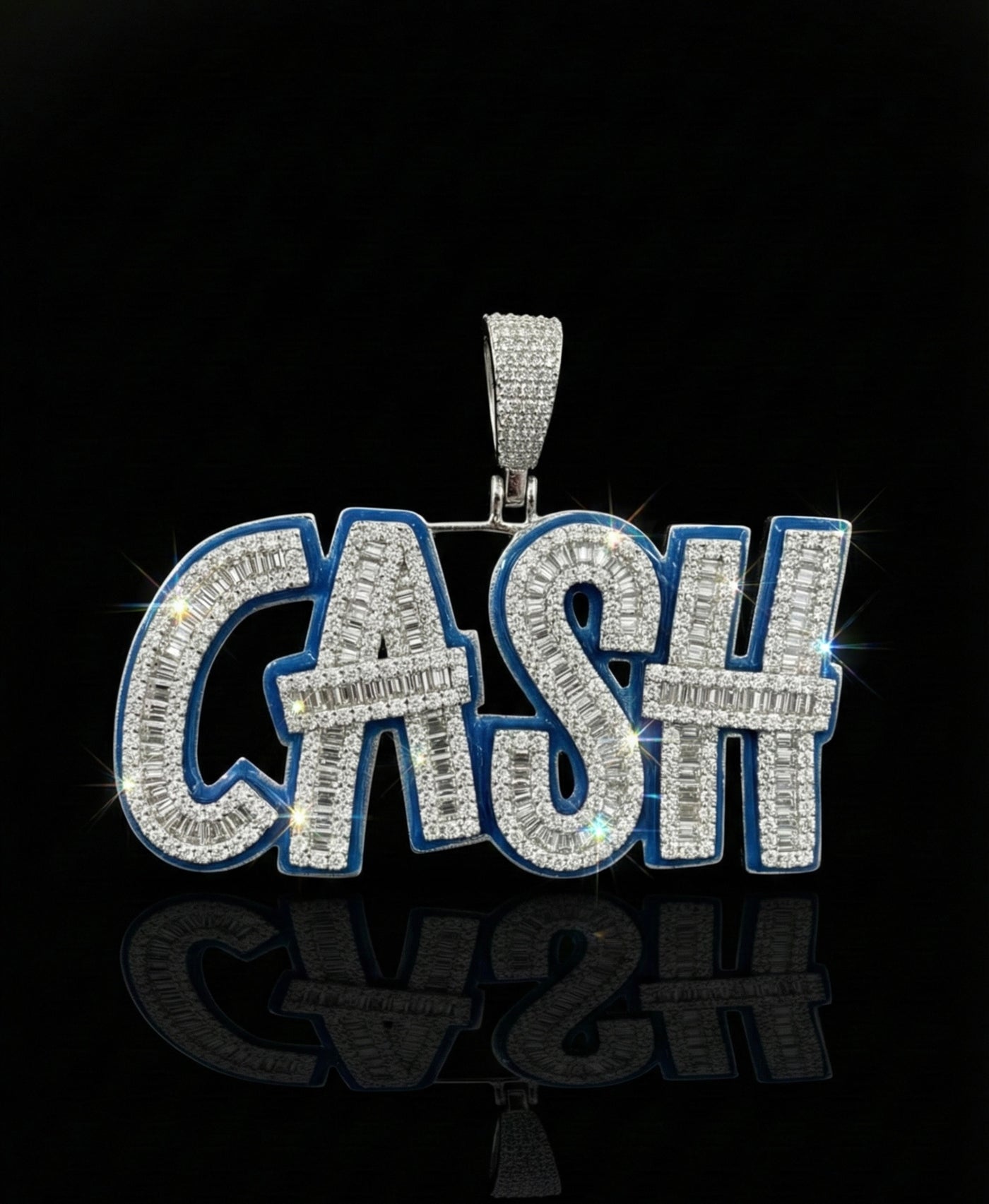 Blue Glow In Dark Moissanite CASH  Pendant