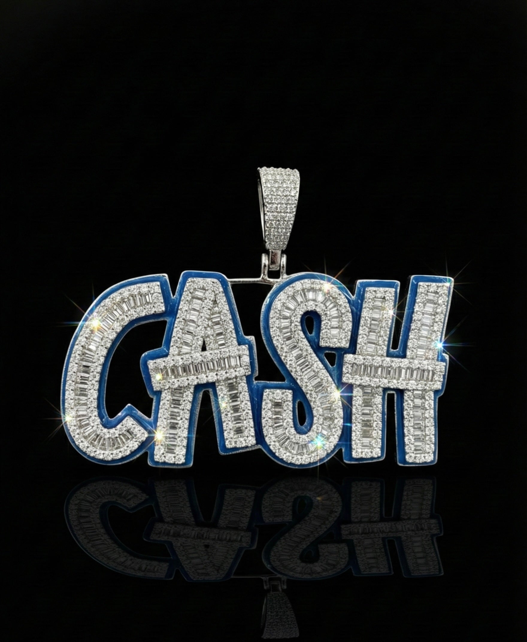 Blue Glow In Dark Moissanite CASH  Pendant