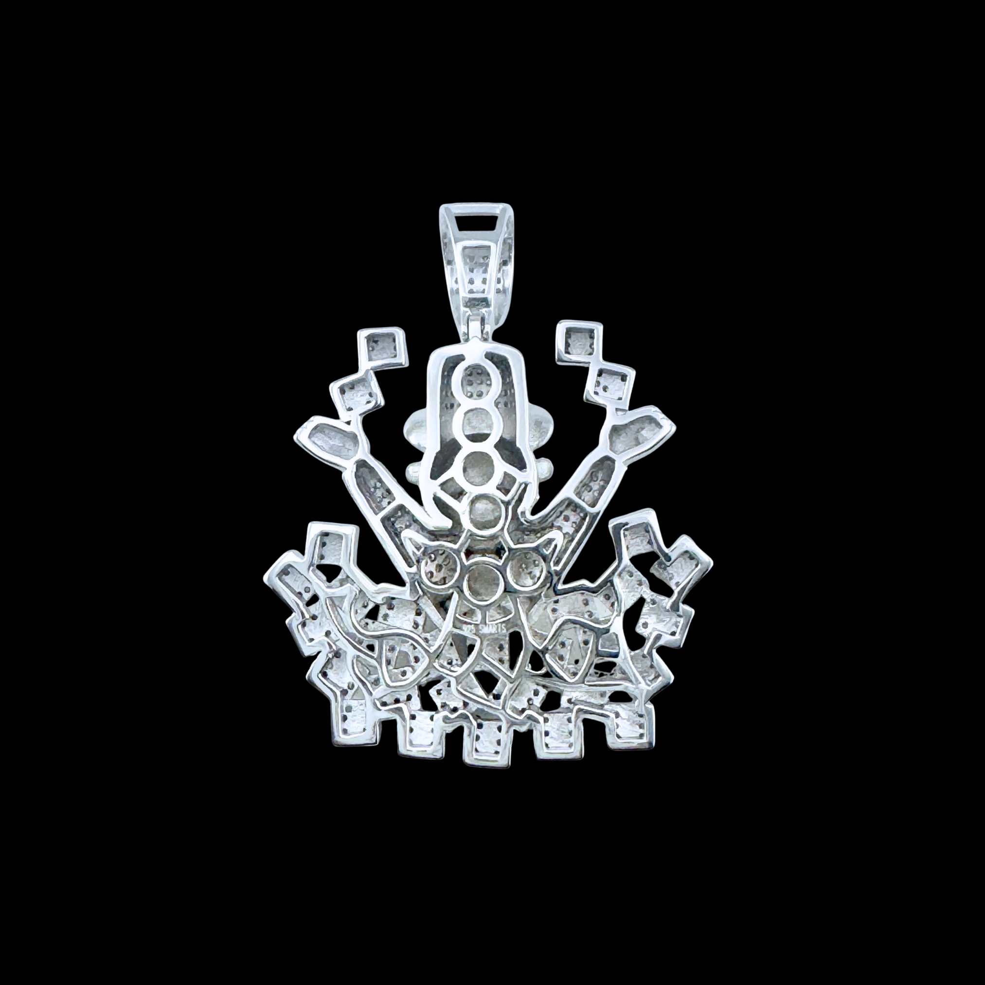Moissanite in 18K White Gold Over Sterling Silver Money Man Pendant