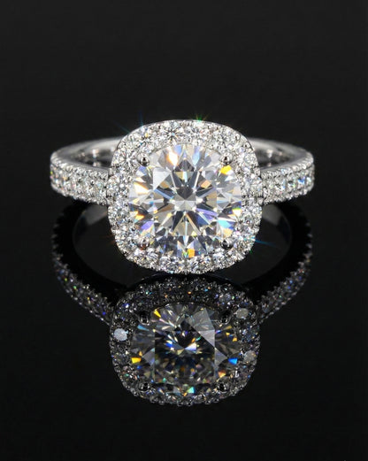 1.75ct Moissanite Square Halo Wedding/Promise Ring