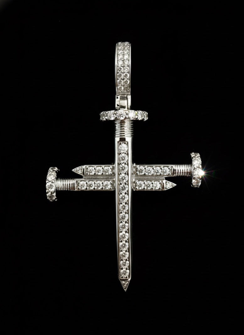Moissanite Nail Cross Pendant
