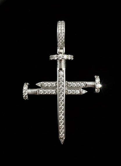 Moissanite Nail Cross Pendant