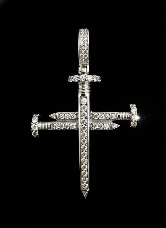 Moissanite Nail Cross Pendant