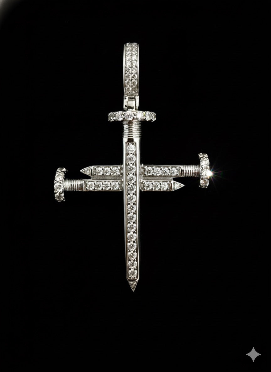 Moissanite Nail Cross Pendant