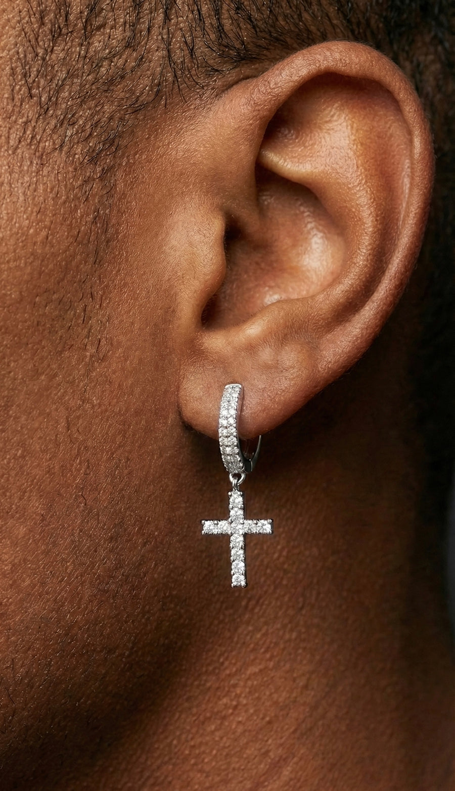 Cross Hoop Moissanite Earrings