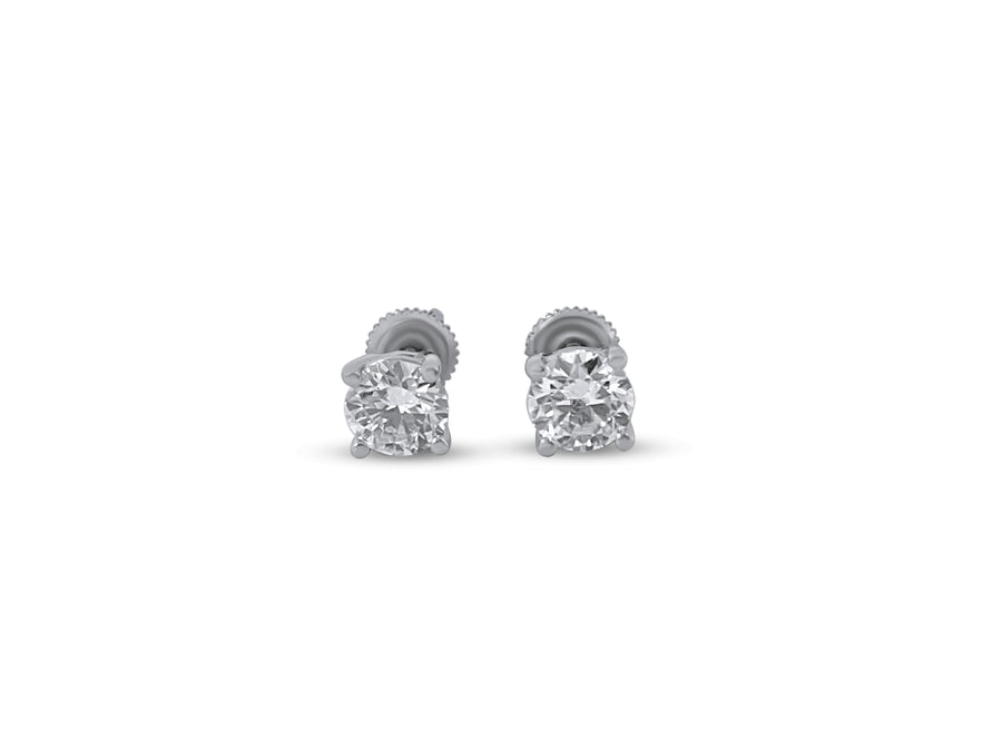 925 Sterling Silver and Moissanite 5mm Solitaire Stud Earrings