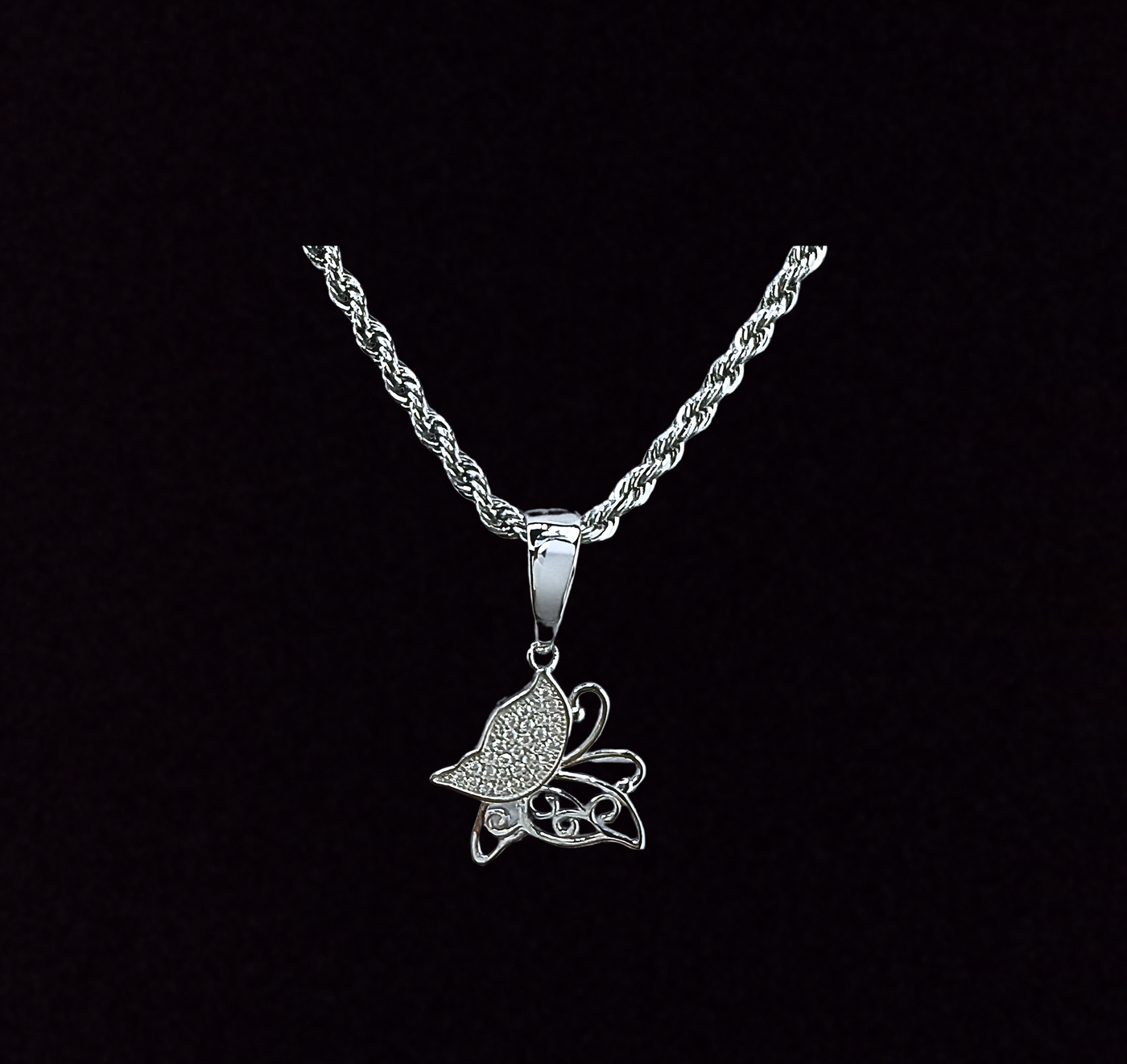 Moissanite in 925 Sterling Silver Butterfly Pendant