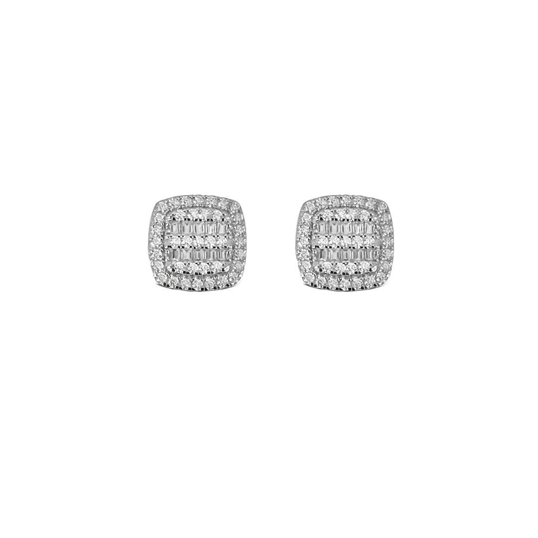 925 Sterling Silver and Moissanite Square Stud Earrings