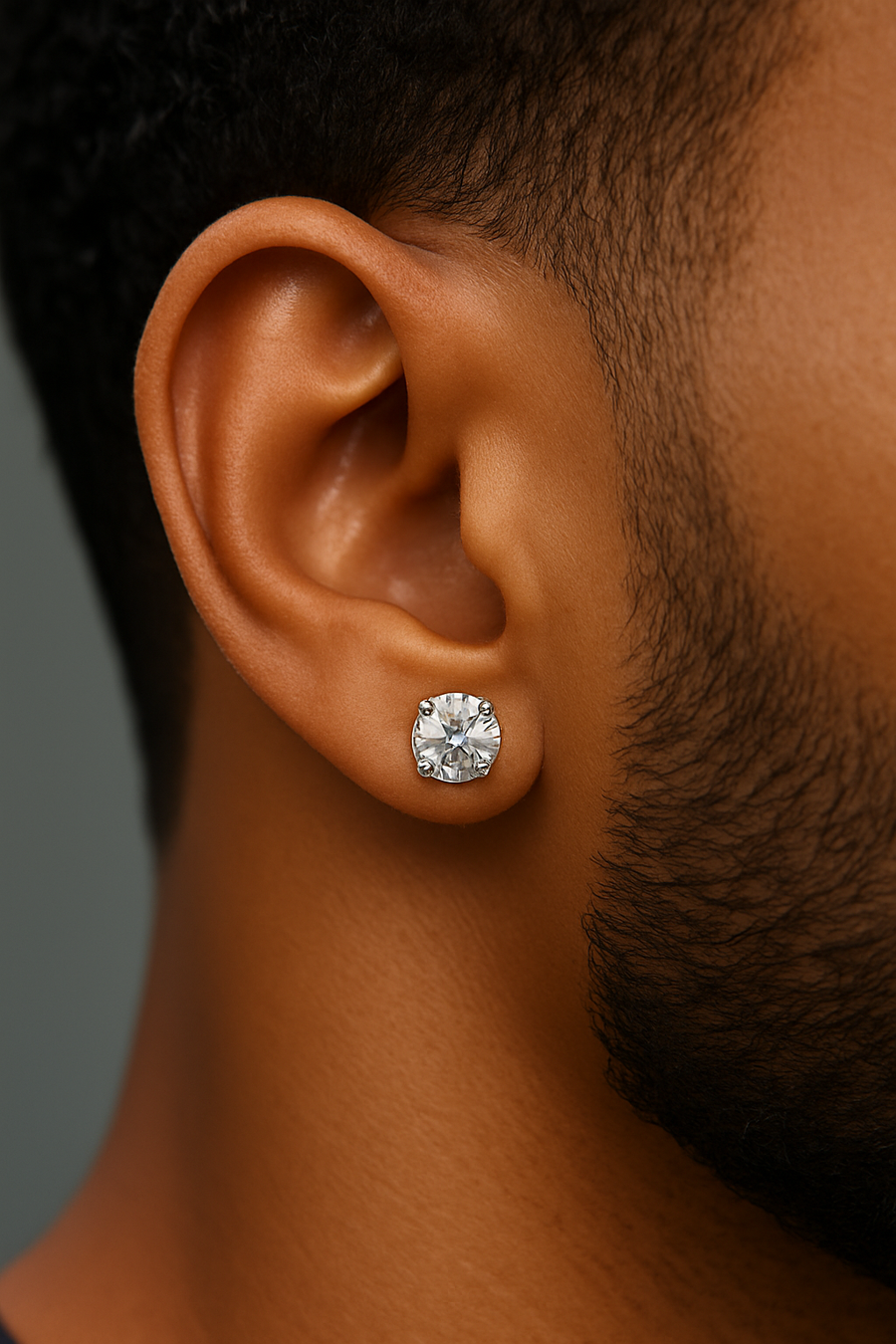 Moissanaite in 18K White Gold Over Sterling Silver 9MM solitaire earrings