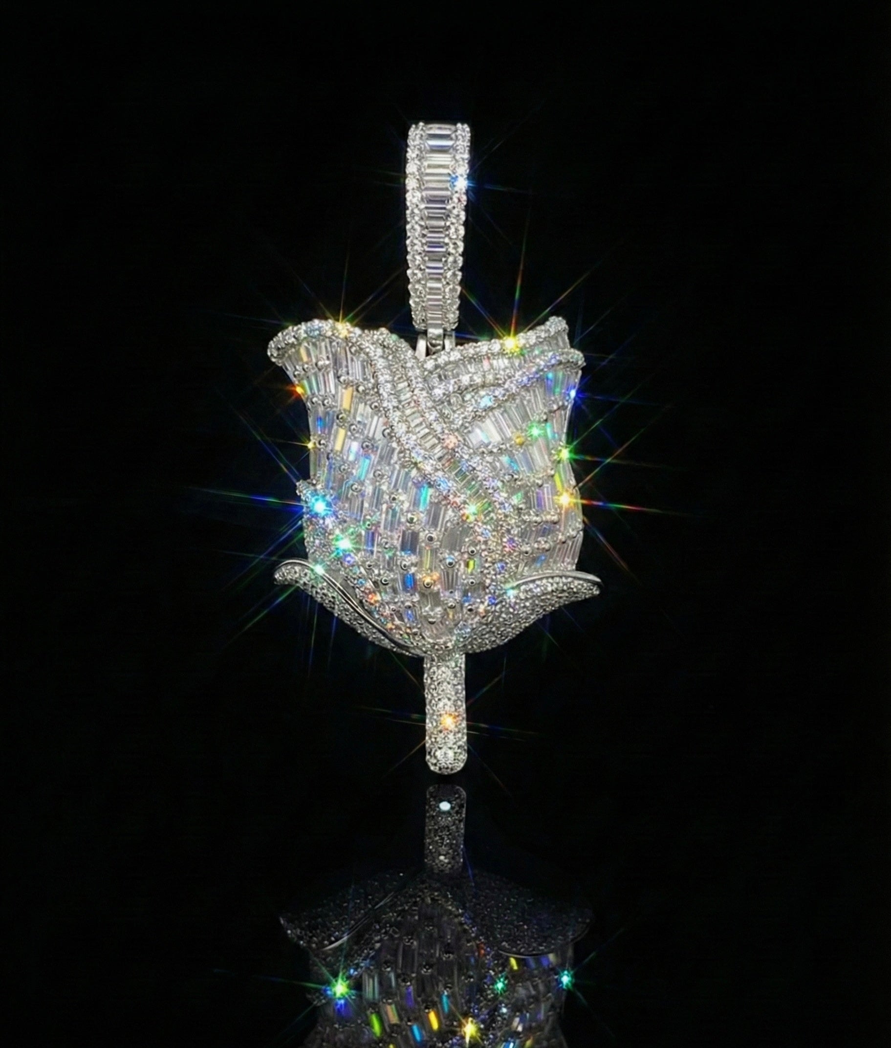 Baguette Rose Moissanite Pendant