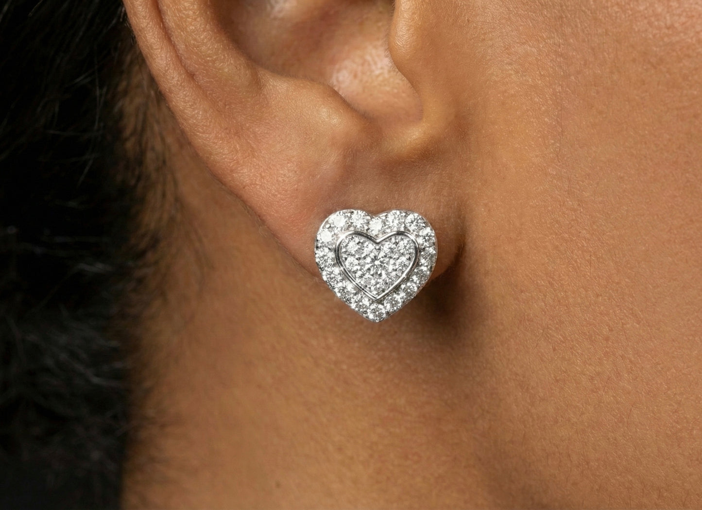 Double Stacked Heart Moissanite Earrings