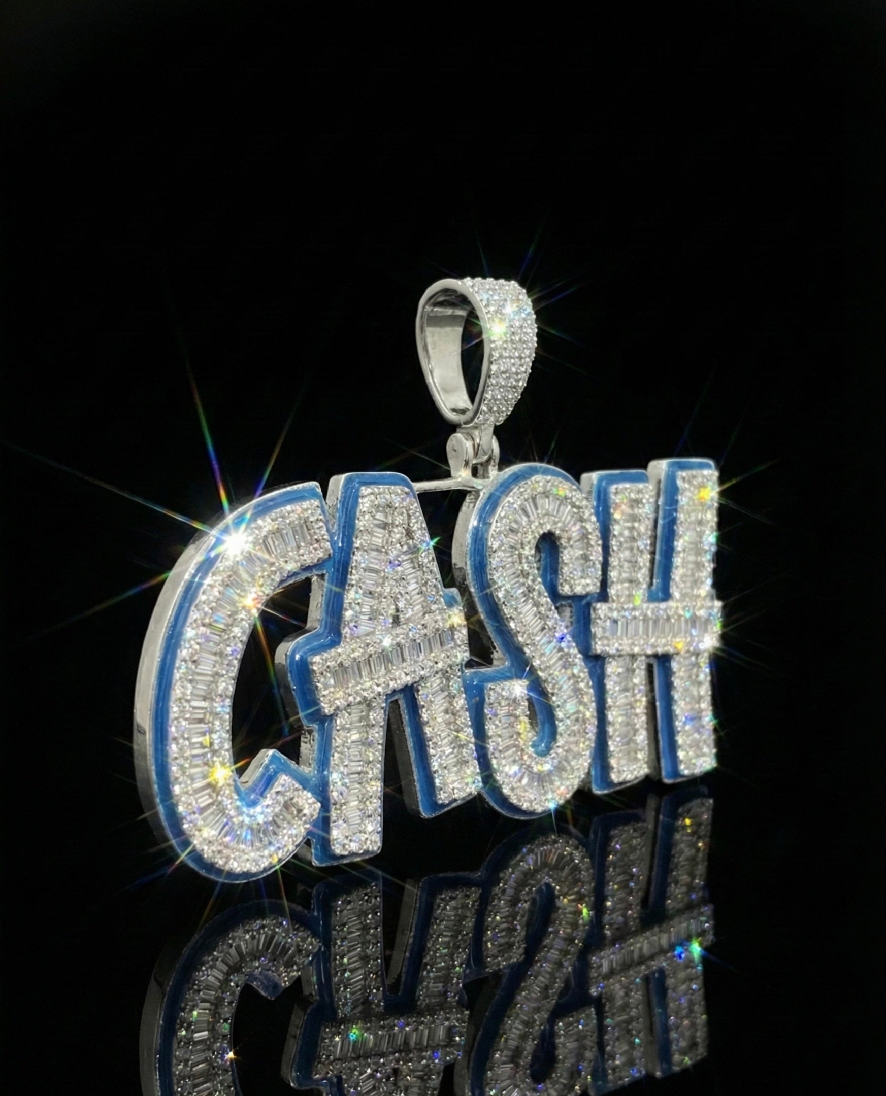 Blue Glow In Dark Moissanite CASH  Pendant