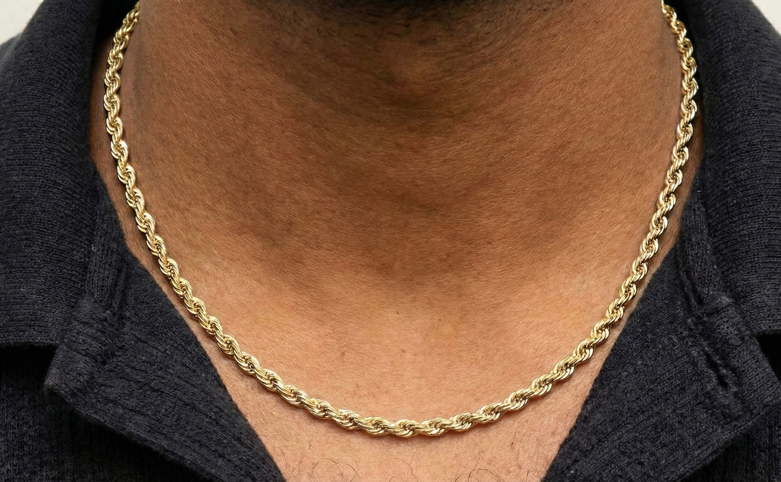 5mm Rope Chain/Necklace in 18K Yellow Gold