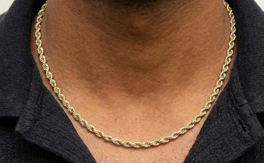 5mm Rope Chain/Necklace in 18K Yellow Gold