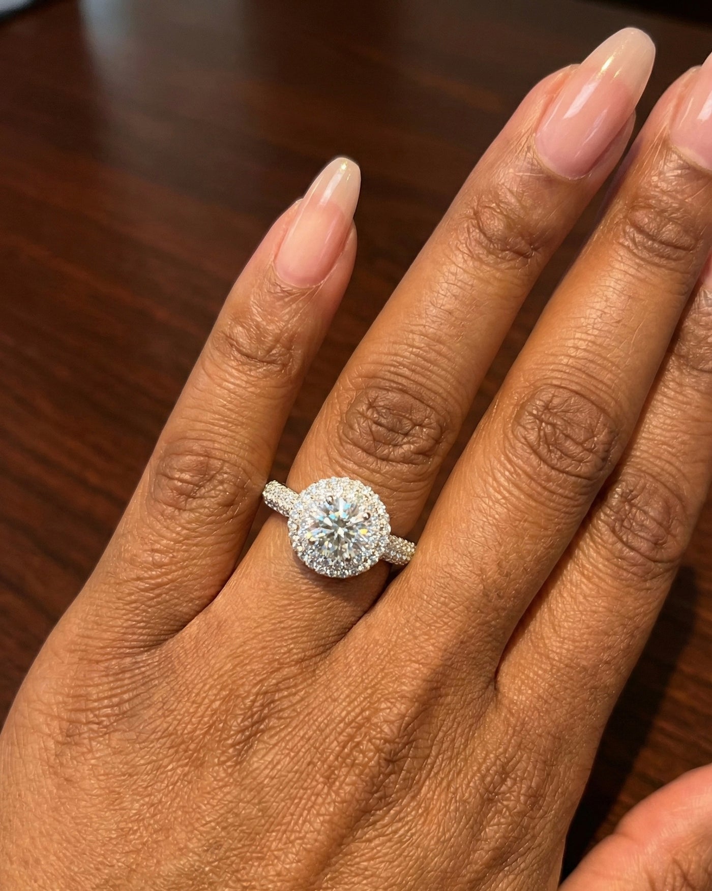 Stepped Halo Wedding/Promise Moissanite Ring