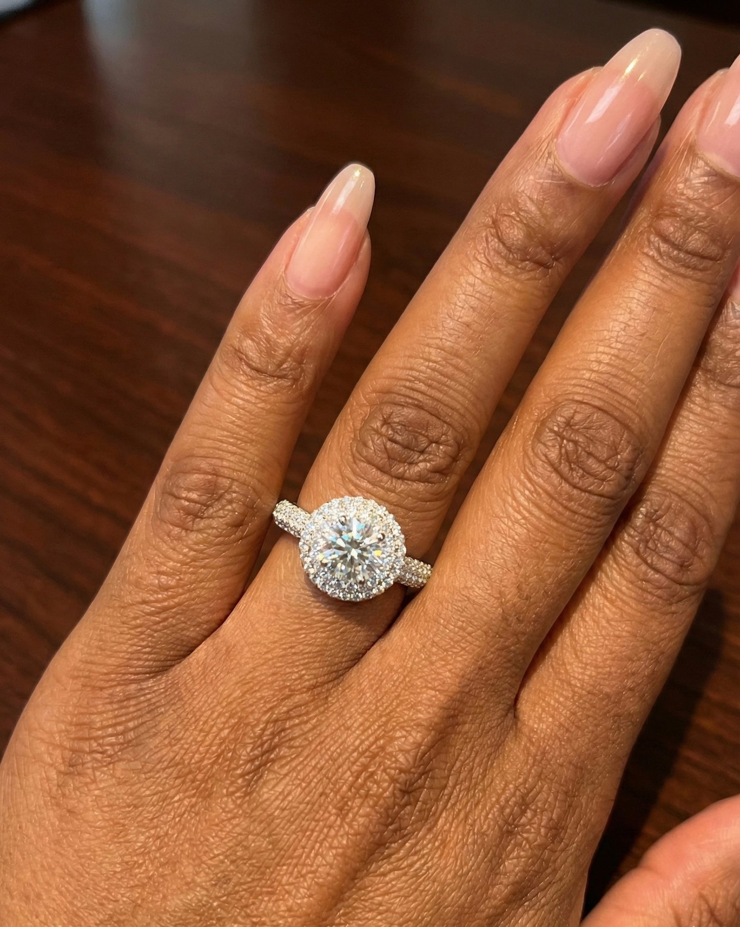 Stepped Halo Wedding/Promise Moissanite Ring