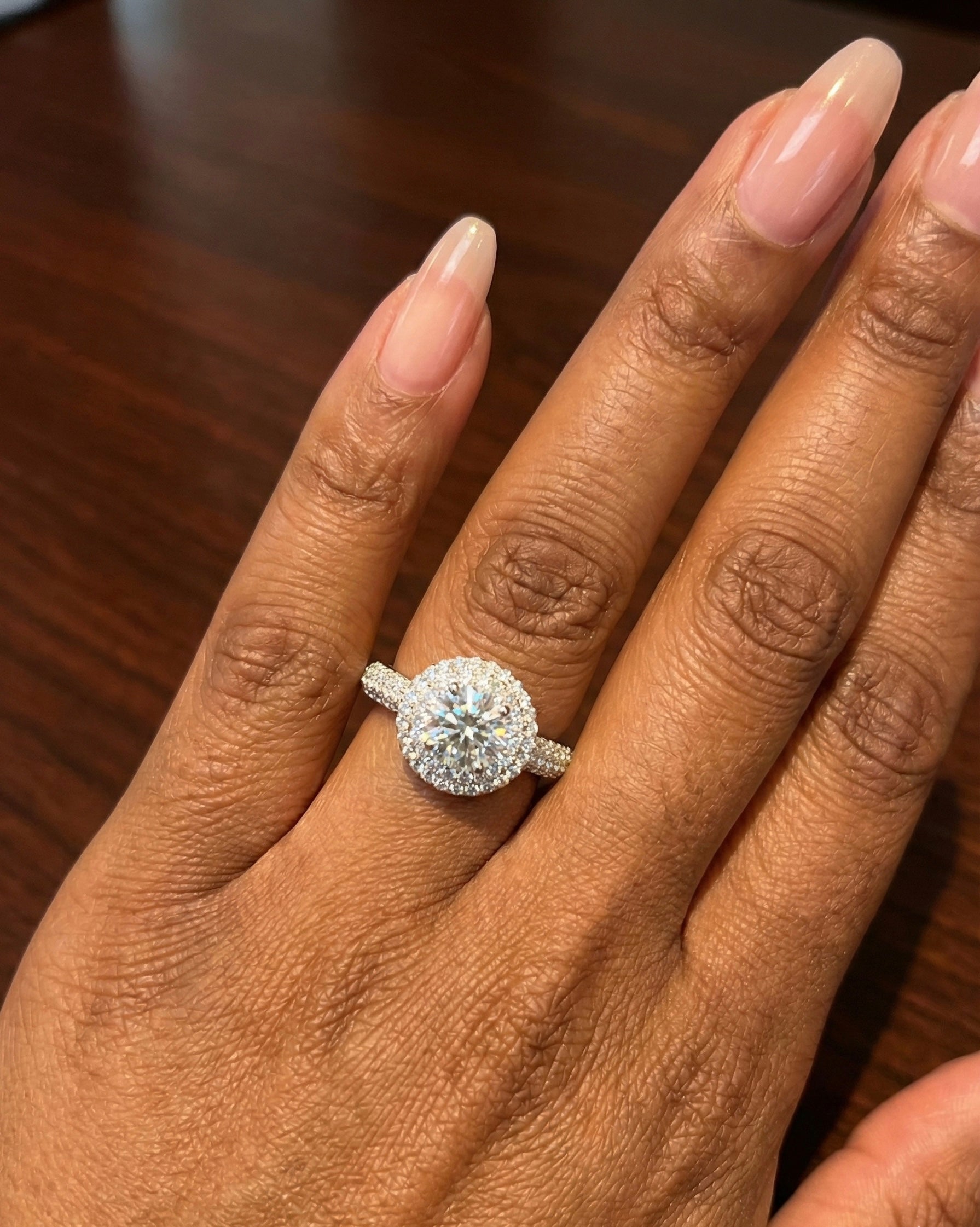 Stepped Halo Wedding/Promise Moissanite Ring