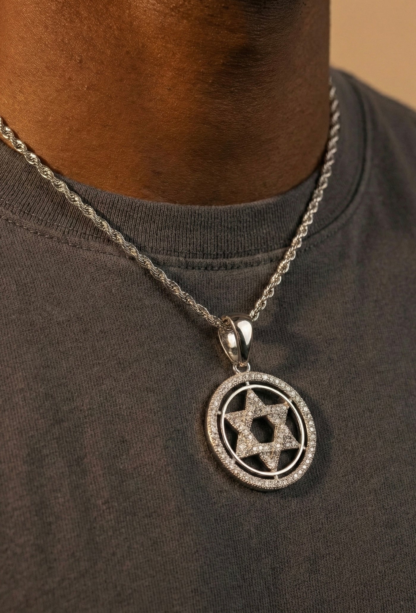 Iced Out Moissanite Star Of David Pendant