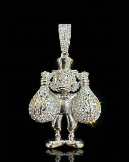 Moissanite Duck Holding Money Bag Pendant